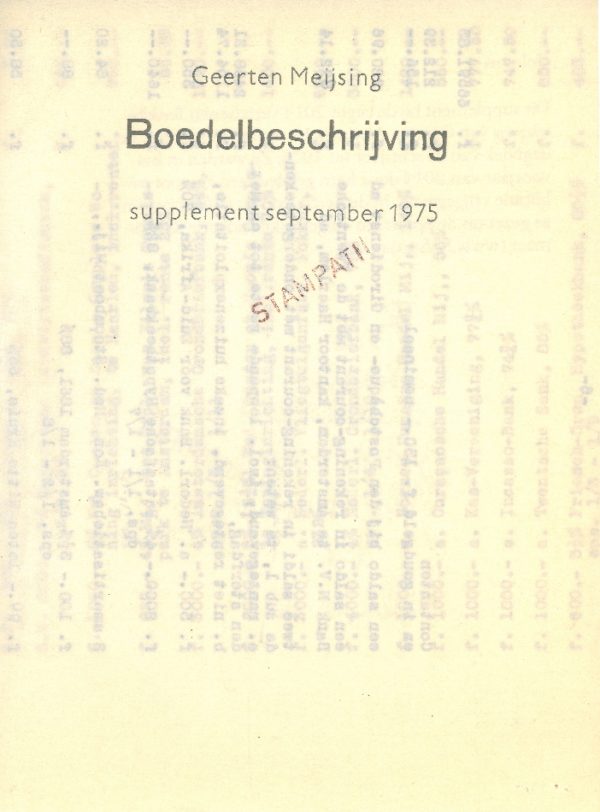 Geerten Meijsing: boedelbeschrijving supplement 1975